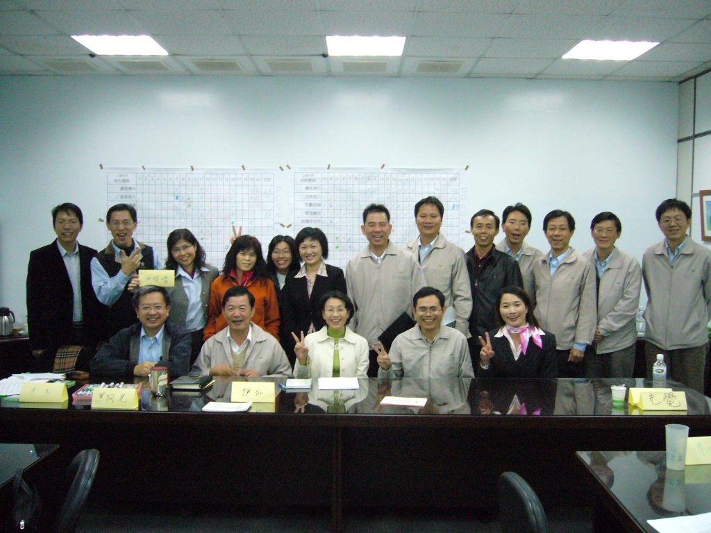 上銀科技蔡惠卿總經理、各單位主管與104人資學院蘇麗美、彭佳貞合影(2008.12.06 專案focus Group)