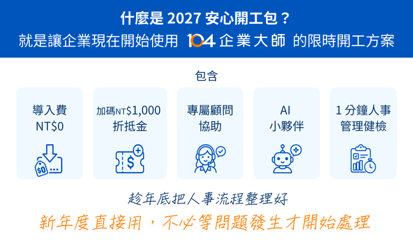 企業大師安心開工包折1000元