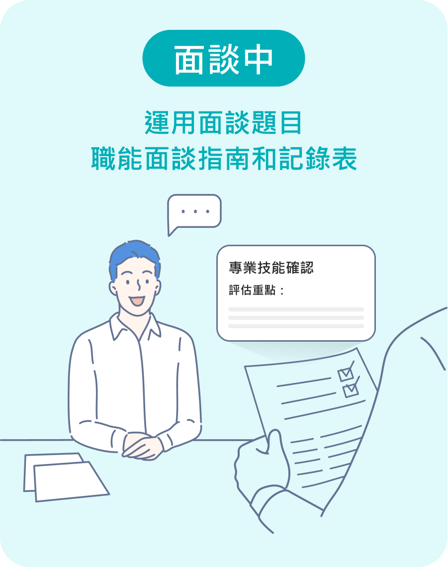 招募面談中：運用面談題目，職能面談指南和記錄表