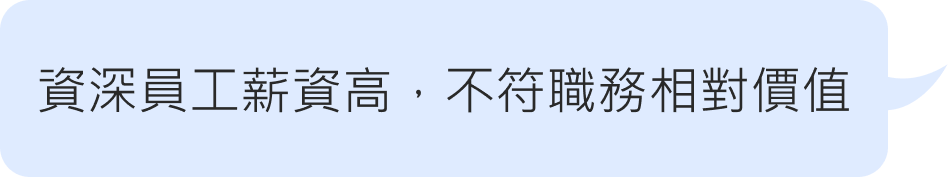 資深員工薪資高，不符職務相對價值